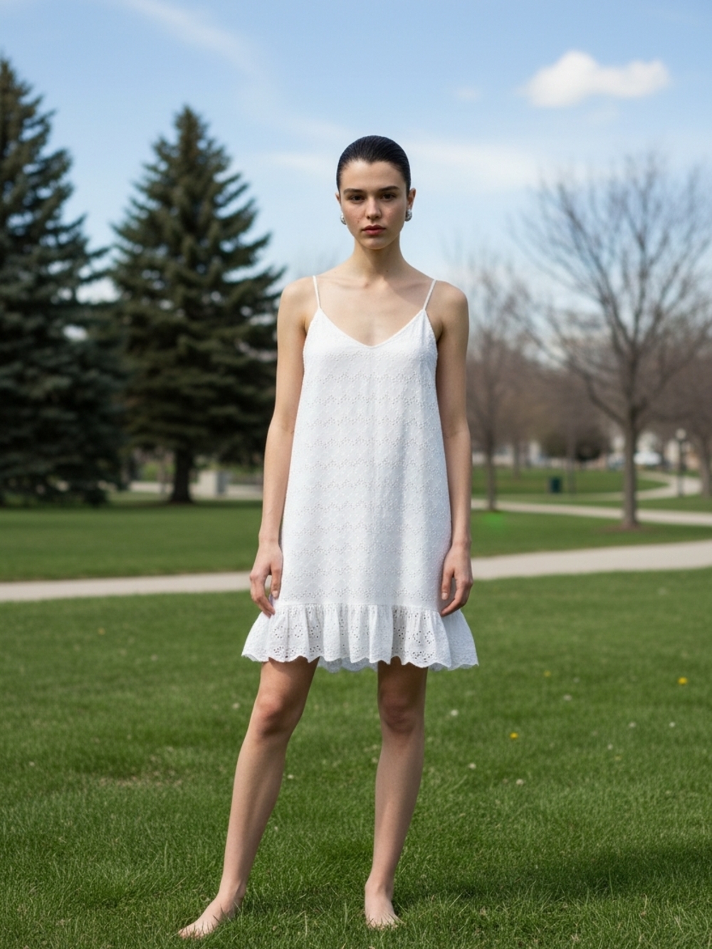 Urban Outfitters White Eyelet Slip Dress